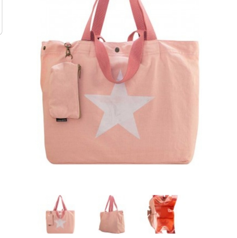 Vintage-Addiction Pale Pink Star Canvas Bag